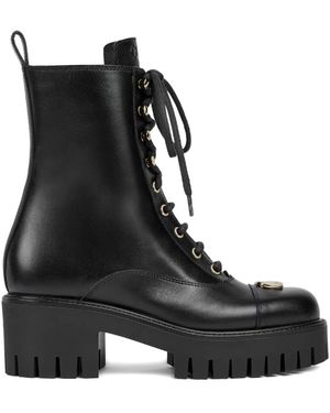 Gucci 60Mm Lace-Up Boots - Black