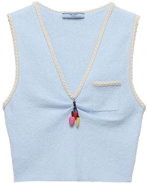 Prada Cotton Bouclé Crop Top - Blue