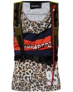 DSquared² Leopard-Print Harness Top - Black