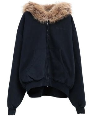 Acne Studios Pull À Capuche En Fourrure Artificielle - Bleu
