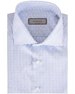 Canali Overhemd Met Gingham Ruit - Blauw