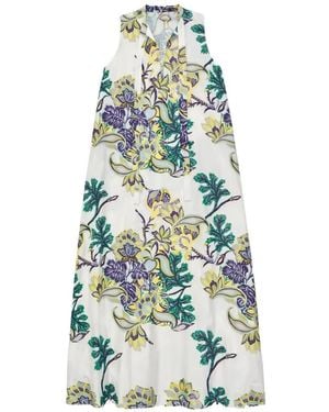 Psophia Floral-Print Tie-Neck Dress - White