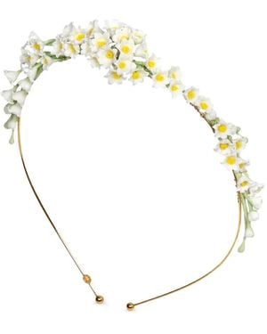Jennifer Behr Victoria Floral-Appliqué Headband - Metallic