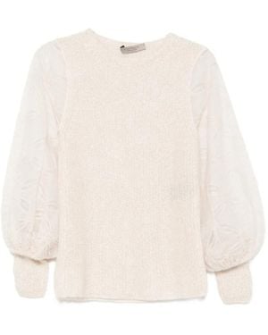 D.exterior Sequin-Embellished Puff-Sleeve Jumper - Natural