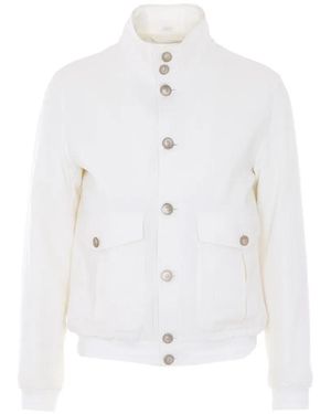 Herno Button High-Neck Bomber Jacket - White