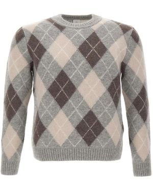 Eleventy Argyle-Pattern Sweater - Gray