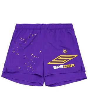 Sp5der Logo-Detail Shorts - Purple