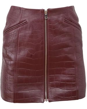 Fleur du Mal Piper Crocodile-Effect Zip-Front Skirt - Purple