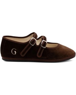 Gondolina Sigari Mary Jane Double-Lace Ballet Flats - Brown