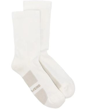 Rick Owens Logo-Print Socks - White