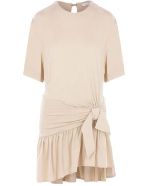 Rabanne Tie-Detail Ruffle Dress - Natural