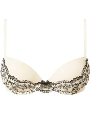 Twinset Embroidered Tulle Push-Up Bra - Natural