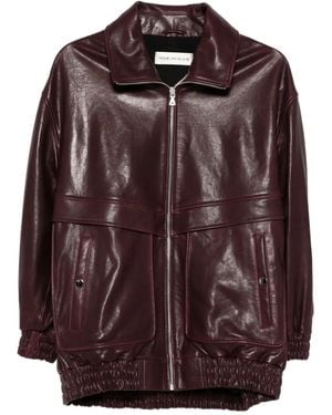 Nour Hammour Veste Bomber En Cuir - Marron