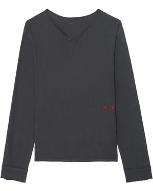 Zadig & Voltaire Monsatir Henley Long-Sleeve T-Shirt - Grey