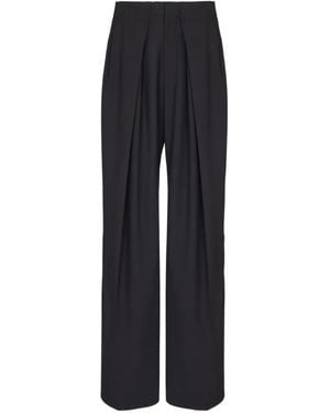 Balmain Wool Twill Trousers With Wide Knife Pleats - Black
