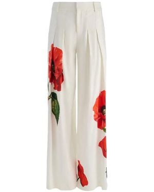 Alice + Olivia Blaire Pleated Trousers - White