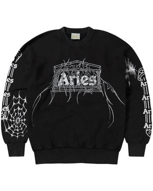 Aries Sweatshirt Mit Spinnennetz - Schwarz