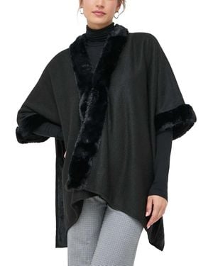 Morgan Faux-Fur-Trim Cape - Black