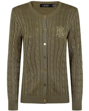 Ralph Lauren Cable-Knit Logo-Embroidered Cardigan - Green
