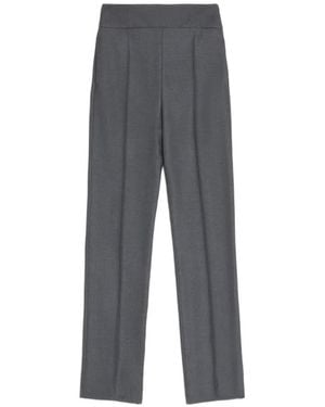 Valentino Garavani Textured Silk Wool Pants - Gray