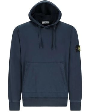 Stone Island Logo-patch hoodie - Azul