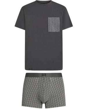 KARL LAGERFELD Coffret Cadeau Ikon T-Shirt & Caleçon De Pyjama - Grey