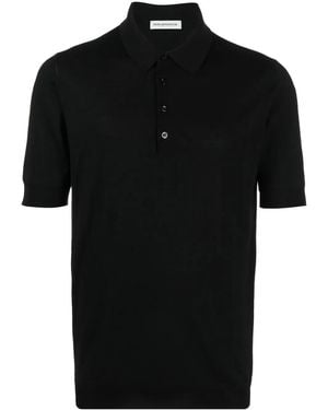 GOES BOTANICAL Merino-Wool Polo Shirt - Black