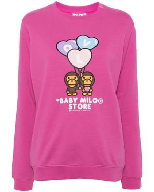 *BABY MILO® STORE BY *A BATHING APE® Baby Milo Crew Neck Sweatshirt - Pink