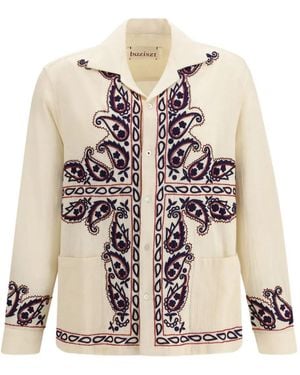 BAZISZT Memento Embroidered Shirt - Natural