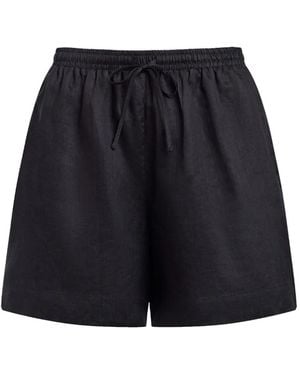 12 STOREEZ Drawstring Ramie Shorts - Blue