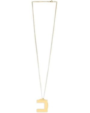 Elisabetta Franchi Logo-Charm Curb-Chain Necklace - White