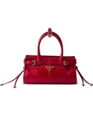 Prada Mini Bonnie Leather Tote Bag - Red