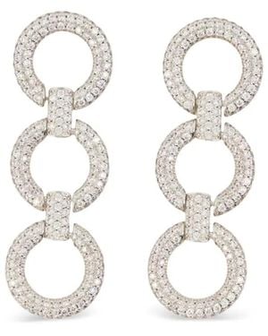 Self-Portrait Crystal-Embellished Circle-Link Earrings - White