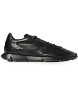 Cesare Paciotti Logo-Print Leather Trainers - Black