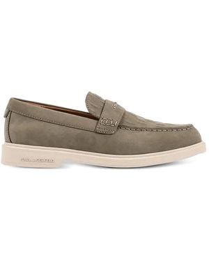 KARL LAGERFELD Kori Monogram-Embossed Leather Loafers - Grey