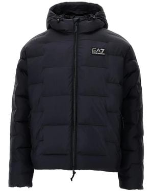 EA7 Logo-Patch Quilted Jacket - Blue
