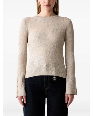 Liu Jo Floral-Jacquard Sweater - Natural