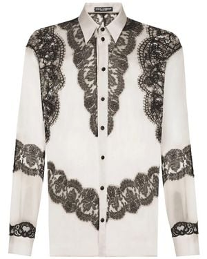 Dolce & Gabbana Sheer Lace Silk Shirt - Grey