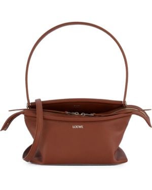 Loewe Small Whisker Leather Tote Bag - Brown