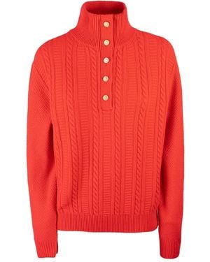 A.P.C. Thea Cable-Knit Button Jumper - Red