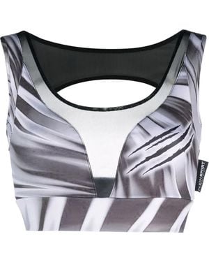 Philipp Plein Printed Cotton Cropped-Top - White