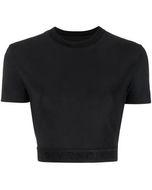 Givenchy Camiseta corta con cinturilla del logo - Negro