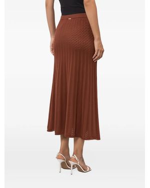 Twinset Perforated-Knit Midi Skirt - Brown