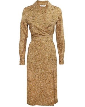 Max Mara Wrap-Around Logo-Print Dress - Natural