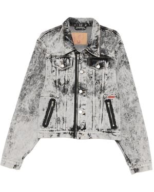 Martine Rose Zip-Front Washed Denim Jacket - Grigio
