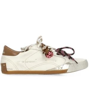 Crime London Sneakerina Distressed-Effect Leather Trainers - White