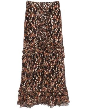 PHILIPPA 1970 Eliza Ruffled Maxi Skirt - Brown