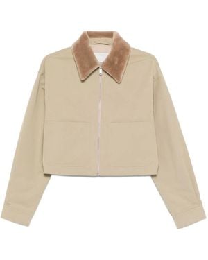 Nanushka Zip-Up Faux Fur-Collar Jacket - Natural