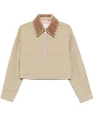 Nanushka Zip-Up Faux Fur-Collar Jacket - Natural