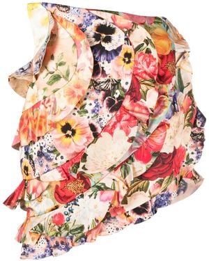 Zimmermann Spliced Floral-Print Skirt - Pink